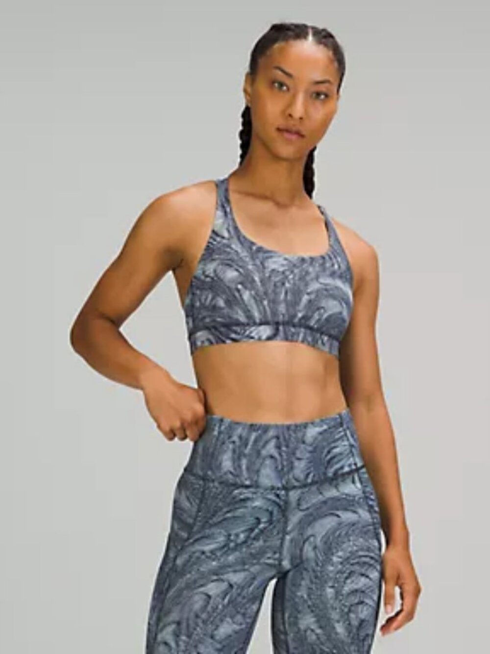 Lululemon Energy Bra Medium Support B–D Cups Dimensional Icing Blue Multi Size 6